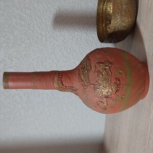 Antique Asian Vase Tokoname Bottle Dragon Vase Japanese Zisha Vase Vintage Vase